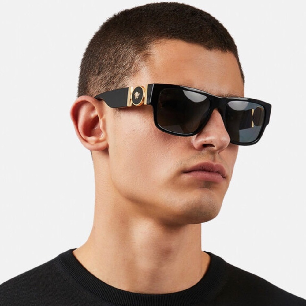 VERCACE SQUARED MEDUSA MEDALLION SUNGLASSES